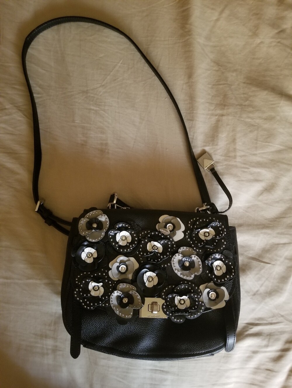 Michael Kors Women's Black Floral Shoulder Bag